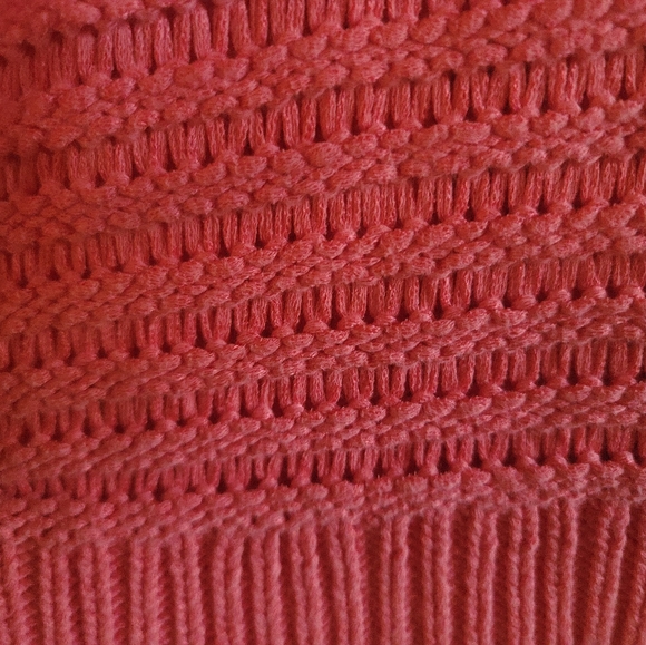 Lovely Tangerine Chunky Knit Boat Neck Sweater Elbow Length Dolman Sleeve Size L - Picture 4 of 5